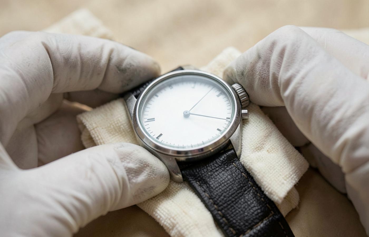 A finished mechanical watch being inspected