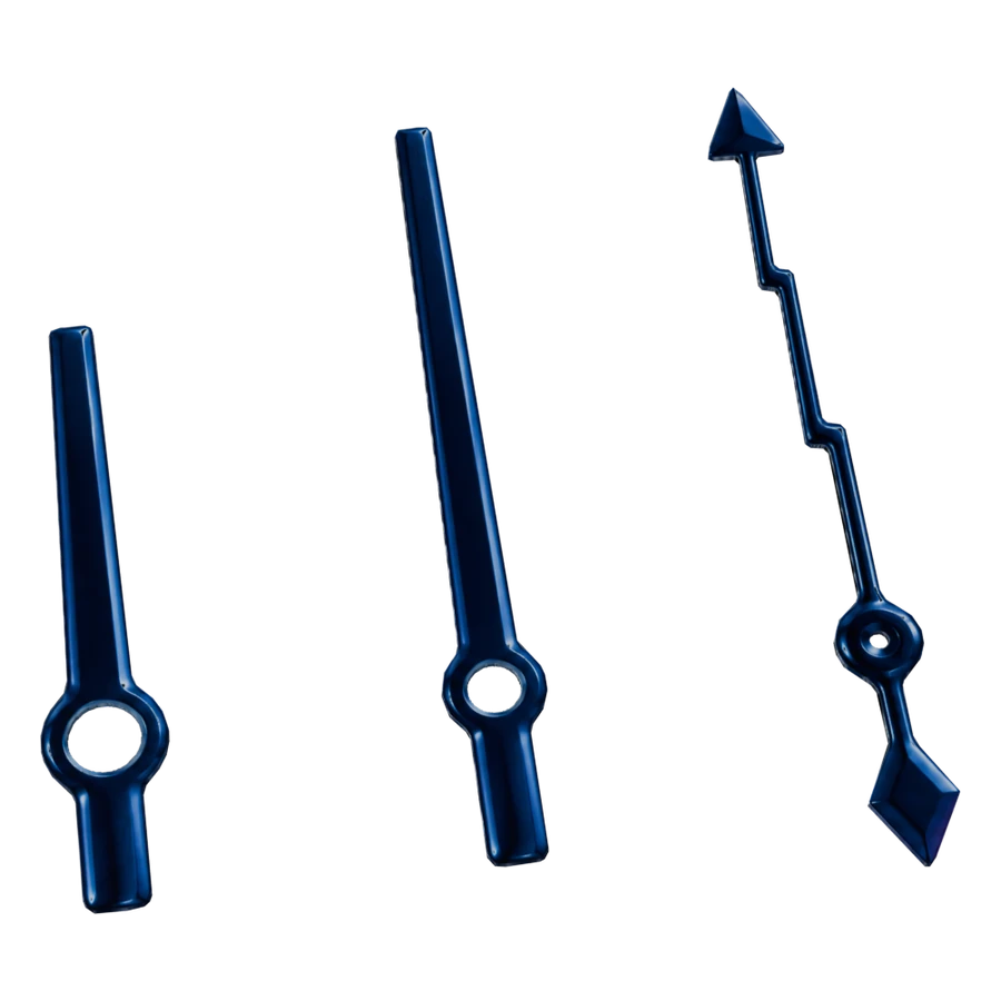 The blue hour, minute and seconds hand set used on the Date Only build